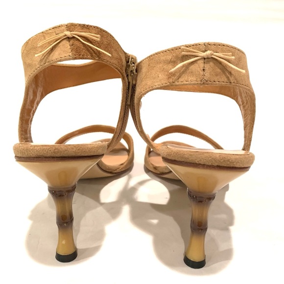 V Italia Tan Suede Western Heels with ornate Heel - Picture 3 of 12